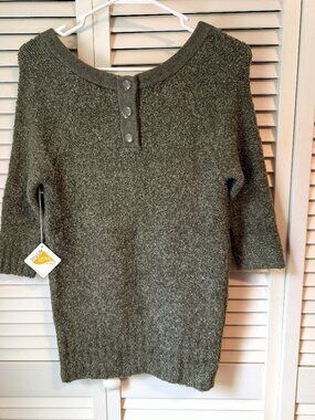 Moda International Wool Blend Grey-Green Sweater - Size M - NWOT